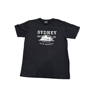 Hoxley Australia‎ T-Shirt Men's Size Medium Black Short Sleeve Sydney Logo EUC